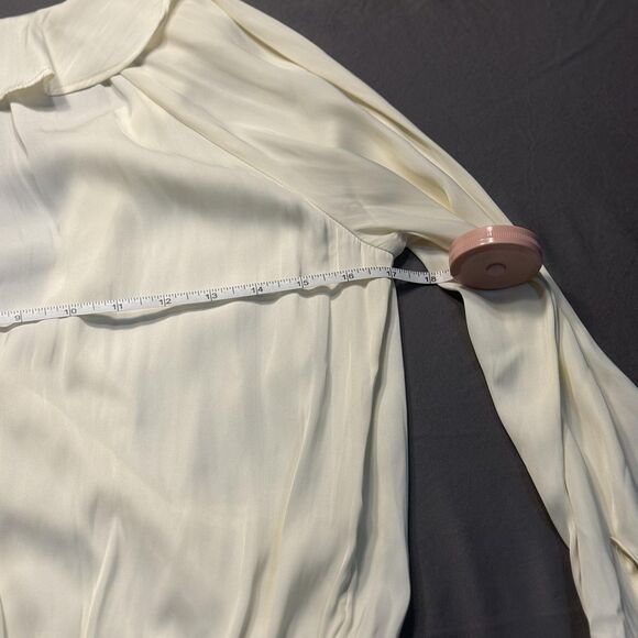 A New Day Shirt Womens XS White Ruffle Wrap Long Bell Sleeve Blouse Top - Picture 14 of 15